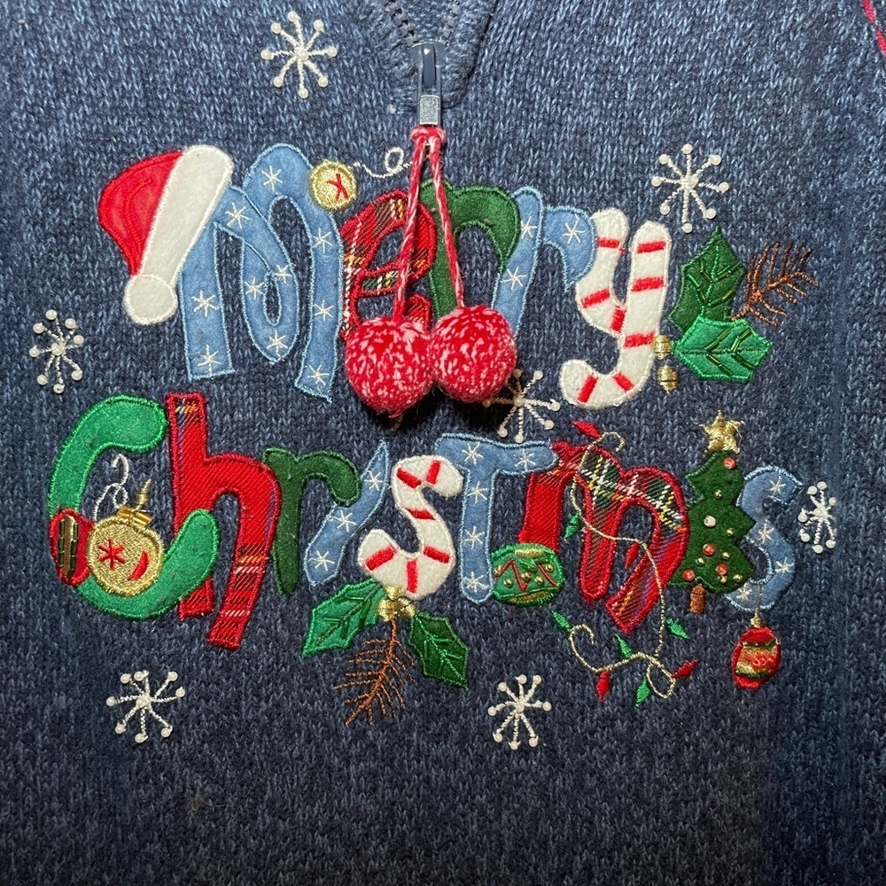 Vintage Tiara International Christmas Sweater Blue Holiday Small - Picture 6 of 7